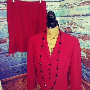 Tahari 2 piece skirt suit Red